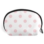 Polka Dots - Pale Pink on White Accessory Pouch (Large)