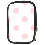 Polka Dots - Pale Pink on White Compact Camera Leather Case