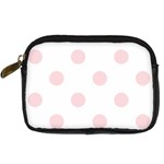 Polka Dots - Pale Pink on White Digital Camera Leather Case