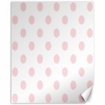 Polka Dots - Pale Pink on White Canvas 11  x 14 