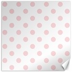 Polka Dots - Pale Pink on White Canvas 12  x 12 