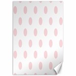 Polka Dots - Pale Pink on White Canvas 12  x 18 