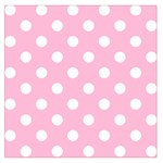 Polka Dots - White on Cotton Candy Pink Large Satin Scarf (Square)