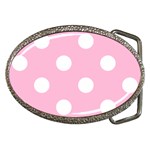 Polka Dots - White on Cotton Candy Pink Belt Buckle