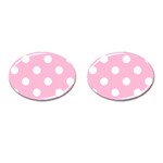 Polka Dots - White on Cotton Candy Pink Cufflinks (Oval)