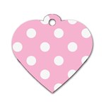 Polka Dots - White on Cotton Candy Pink Dog Tag Heart (Two Sides)