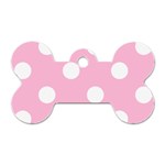 Polka Dots - White on Cotton Candy Pink Dog Tag Bone (One Side)