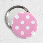 Polka Dots - White on Cotton Candy Pink 2.25  Handbag Mirror