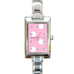 Polka Dots - White on Cotton Candy Pink Rectangle Italian Charm Watch