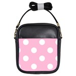 Polka Dots - White on Cotton Candy Pink Girls Sling Bag