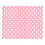 Polka Dots - White on Cherry Blossom Pink Double Sided Flano Blanket (Large)