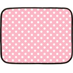 Polka Dots - White on Cherry Blossom Pink Double Sided Fleece Blanket (Mini)