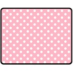 Polka Dots - White on Cherry Blossom Pink Fleece Blanket (Medium) (One Side)