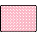 Polka Dots - White on Cherry Blossom Pink Double Sided Fleece Blanket (Large) (Two Sides)