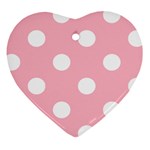 Polka Dots - White on Cherry Blossom Pink Ornament (Heart)