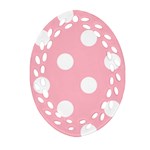 Polka Dots - White on Cherry Blossom Pink Ornament (Bell) Ornament (Oval Filigree)