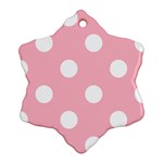 Polka Dots - White on Cherry Blossom Pink Ornament (Snowflake)