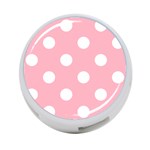 Polka Dots - White on Cherry Blossom Pink 4-Port USB Hub (Two Sides)