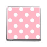 Polka Dots - White on Cherry Blossom Pink Memory Card Reader (Square)