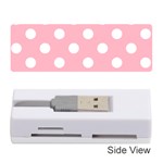 Polka Dots - White on Cherry Blossom Pink Memory Card Reader (Stick)