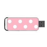 Polka Dots - White on Cherry Blossom Pink Portable USB Flash (Two Sides)