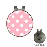 Polka Dots - White on Cherry Blossom Pink Golf Ball Marker Hat Clip