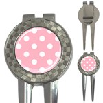 Polka Dots - White on Cherry Blossom Pink 3-in-1 Golf Divot