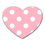 Polka Dots - White on Cherry Blossom Pink Heart Mousepad