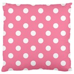 Polka Dots - White on Flamingo Pink Large Cushion Case (One Side)