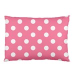 Polka Dots - White on Flamingo Pink Pillow Case (One Side)