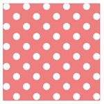 Polka Dots - White on Coral Pink Large Satin Scarf (Square)