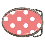 Polka Dots - White on Coral Pink Belt Buckle