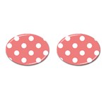 Polka Dots - White on Coral Pink Cufflinks (Oval)