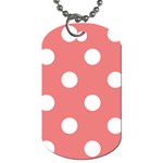 Polka Dots - White on Coral Pink Dog Tag (Two Sides)