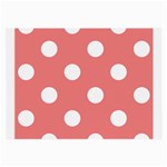 Polka Dots - White on Coral Pink Large Glasses Cloth (2 Sides)