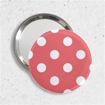 Polka Dots - White on Coral Pink 2.25  Handbag Mirror