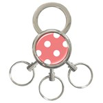 Polka Dots - White on Coral Pink 3-Ring Key Chain