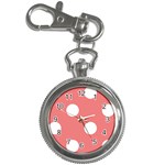 Polka Dots - White on Coral Pink Key Chain Watch