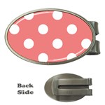 Polka Dots - White on Coral Pink Money Clip (Oval)