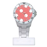 Polka Dots - White on Coral Pink Nurses Watch