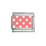 Polka Dots - White on Coral Pink Italian Charm (9mm)