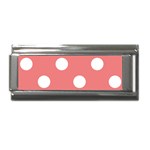 Polka Dots - White on Coral Pink Superlink Italian Charm (9mm)