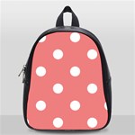 Polka Dots - White on Coral Pink School Bag (Small)