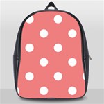 Polka Dots - White on Coral Pink School Bag (Large)