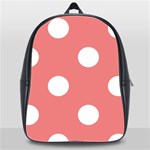 Polka Dots - White on Coral Pink School Bag (XL)