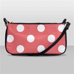 Polka Dots - White on Coral Pink Shoulder Clutch Bag