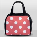 Polka Dots - White on Coral Pink Classic Handbag (Two Sides)