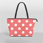 Polka Dots - White on Coral Pink Classic Shoulder Handbag (Two Sides)