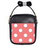 Polka Dots - White on Coral Pink Girls Sling Bag