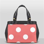 Polka Dots - White on Coral Pink Classic Oversize Office Handbag (Two Sides)